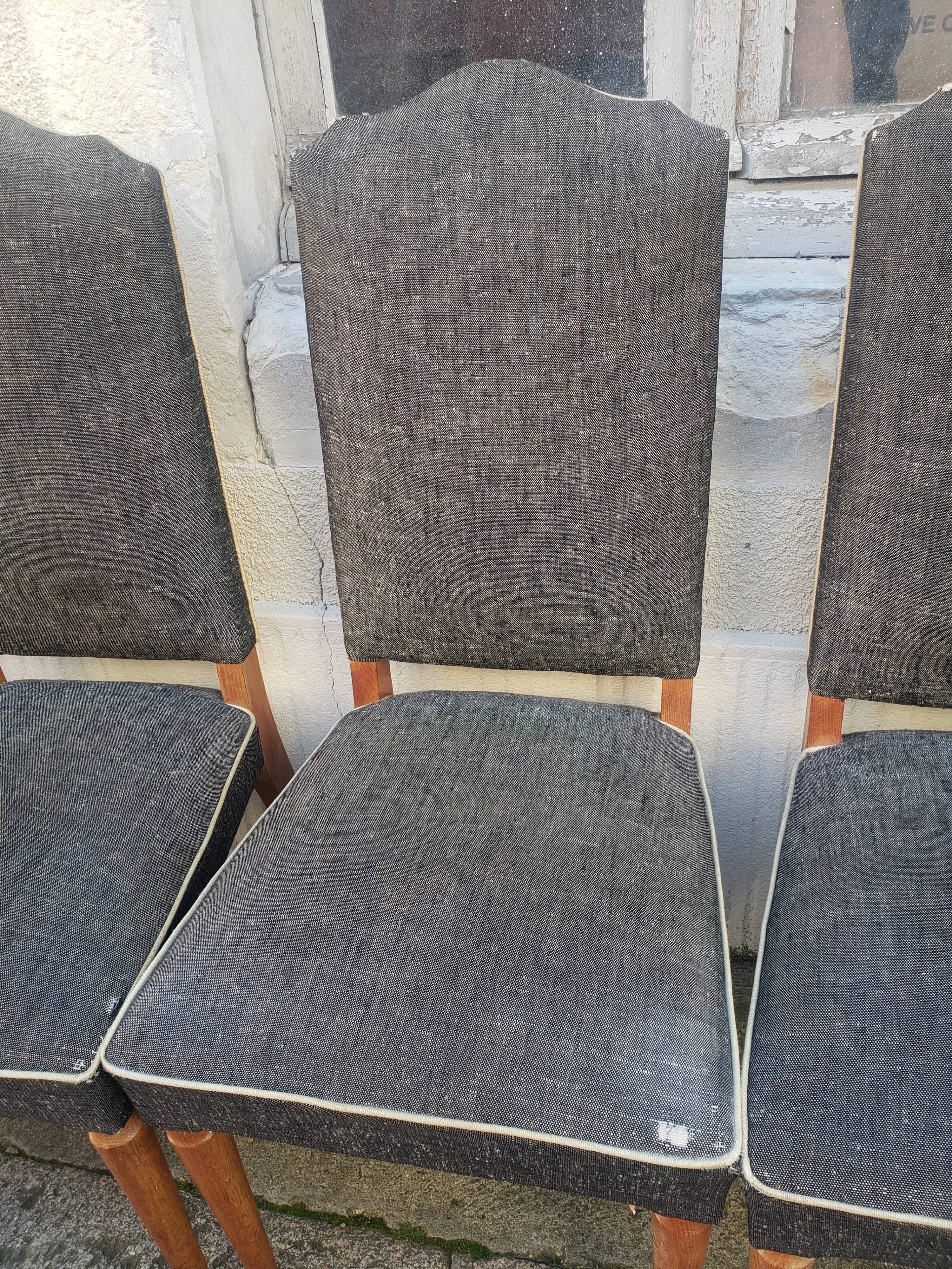 8 vintage chairs lined grey black