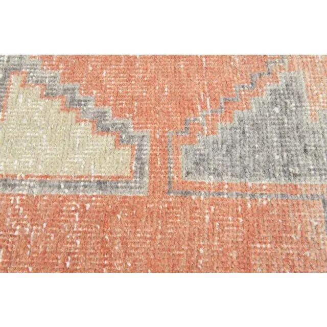 1970s Turkish Oushak Handmade Wool Cotton Orange Runner Rug 81x265