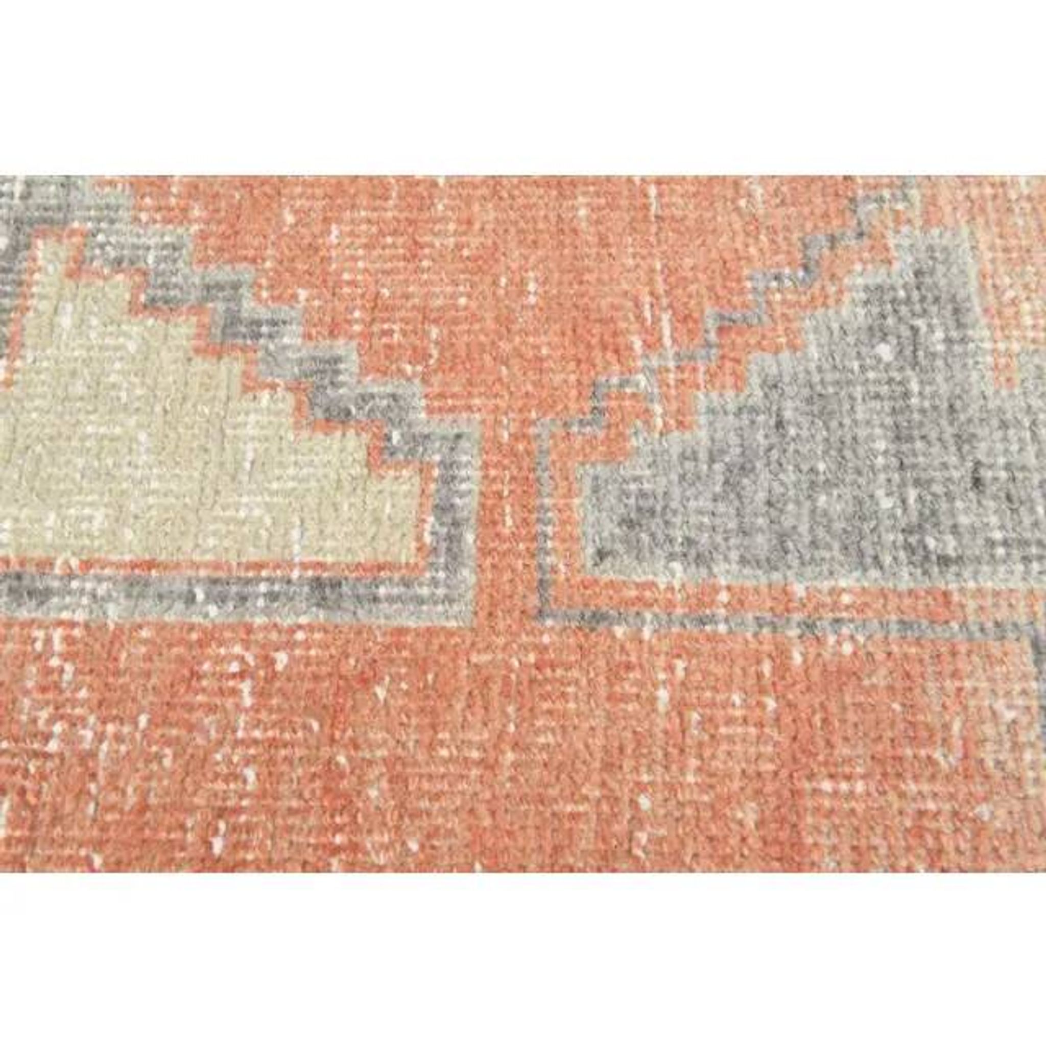 1970s Turkish Oushak Handmade Wool Cotton Orange Runner Rug 81x265