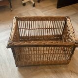 Large basket, rattan basket, old wicker linen basket