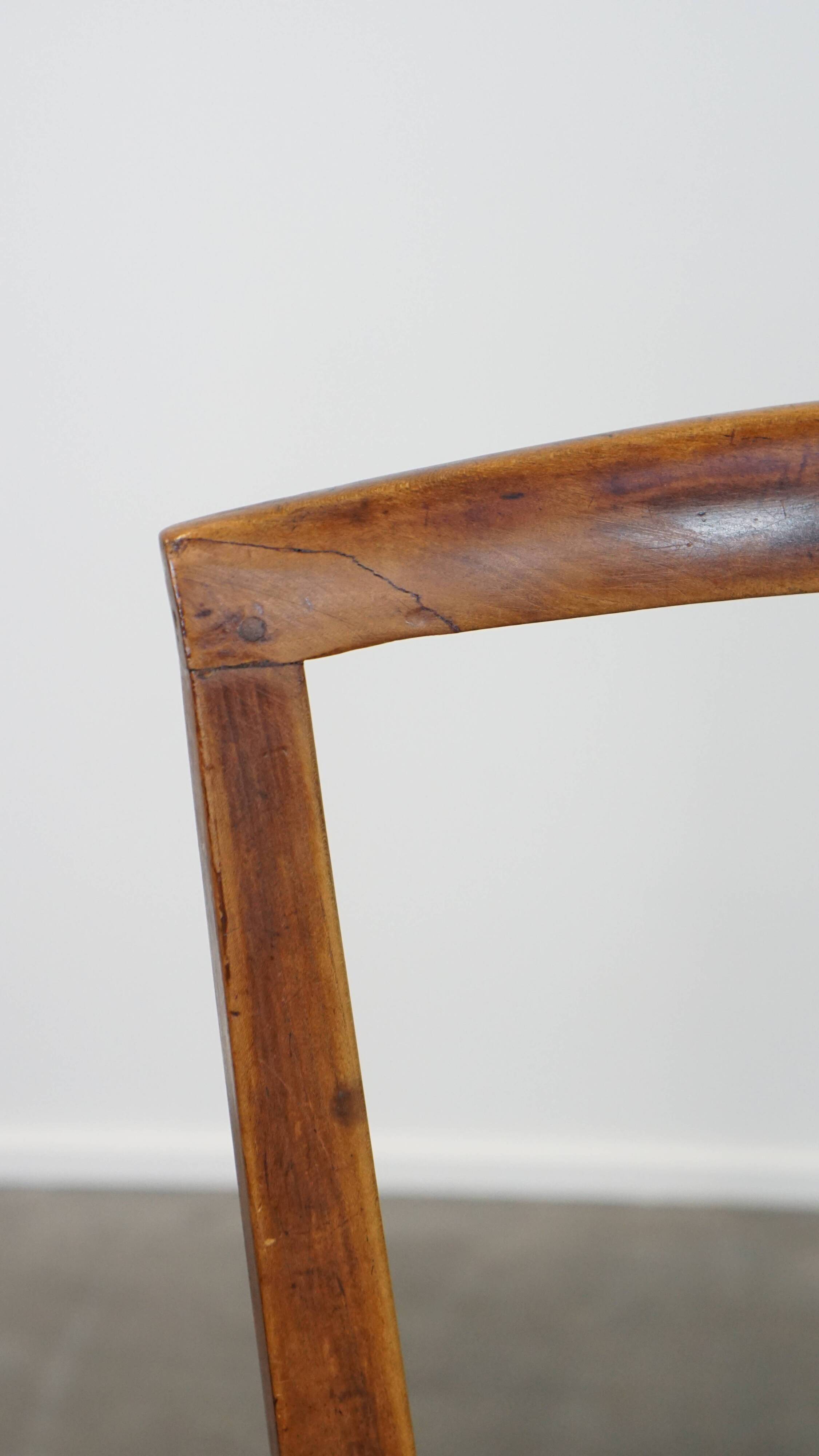 Lot de 4 chaises de salle à manger anglaises anciennes du XIXe siècle avec assises en osier