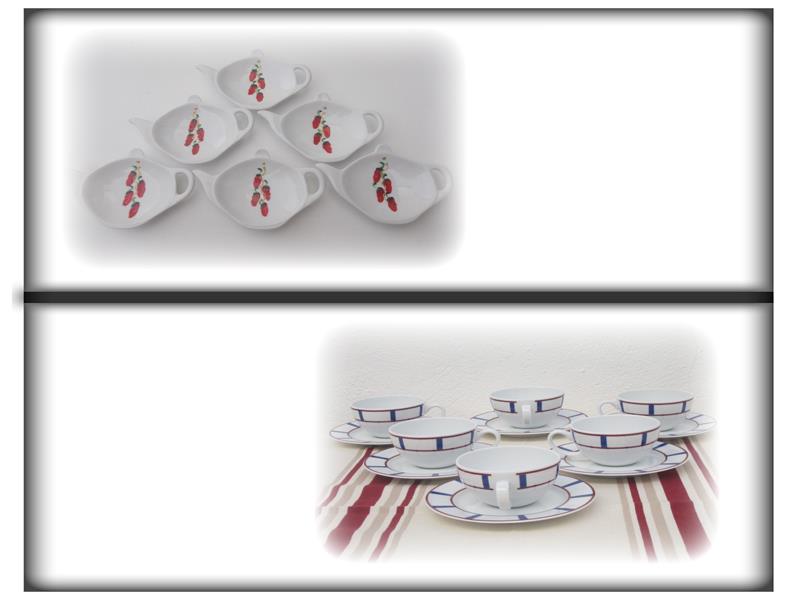 6 basque porcelain tea cups