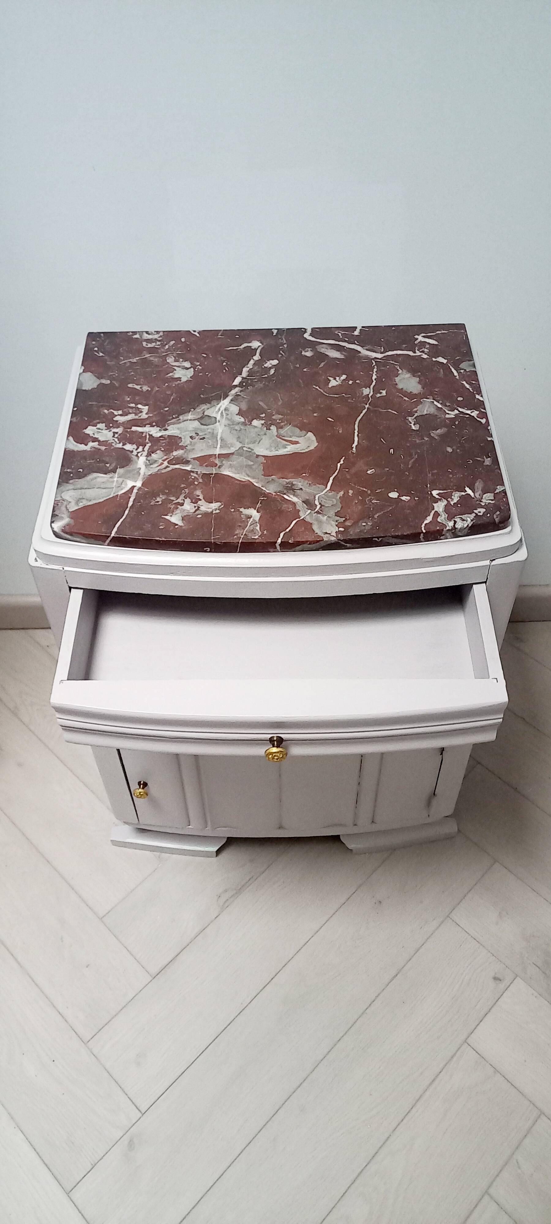 Art Deco bedside table with marble