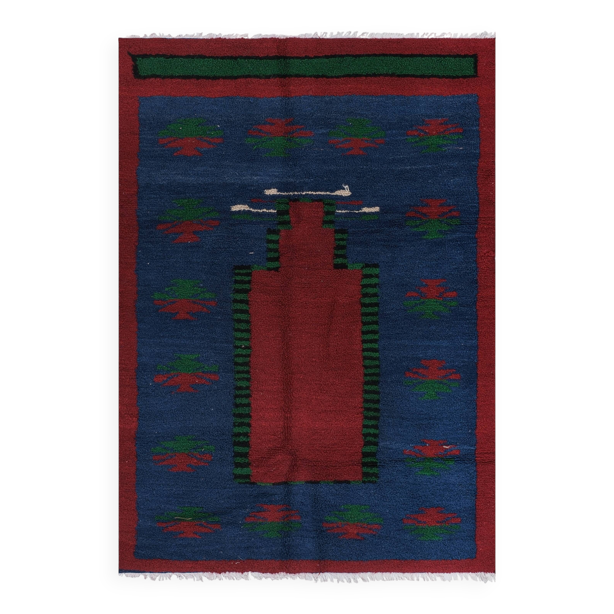 Vintage Turkish Oushak Rug Handwoven 114x163 cm