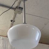 Metal Bauhaus suspension with opaline globe - mid 20th century.