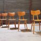 Set of 5 all-wood chairs published by Ton 1960