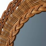 Small mid-century rattan mirror, France 1960s
