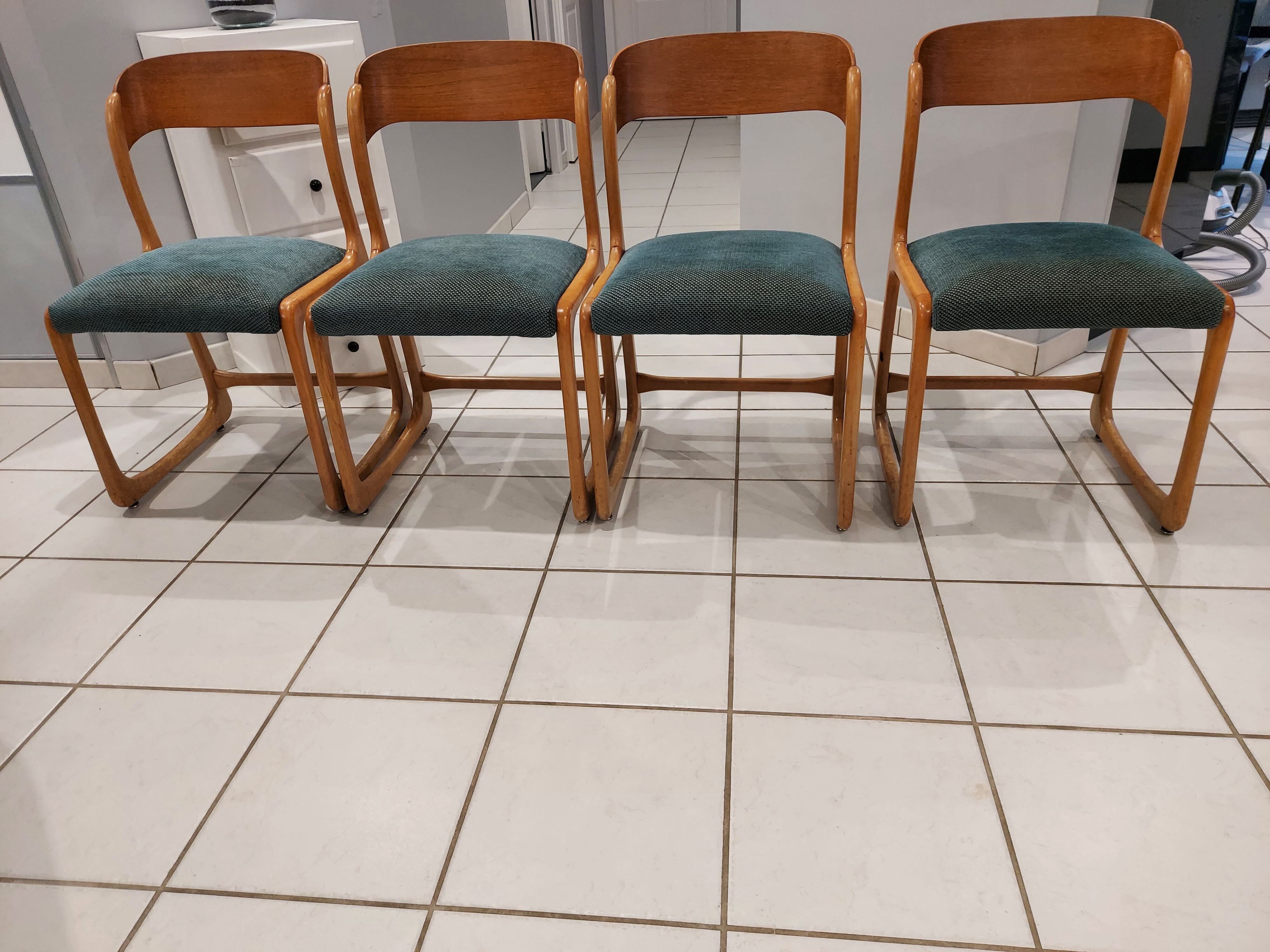 Suite of 4 Baumann chairs model Vintage sleigh 1970s