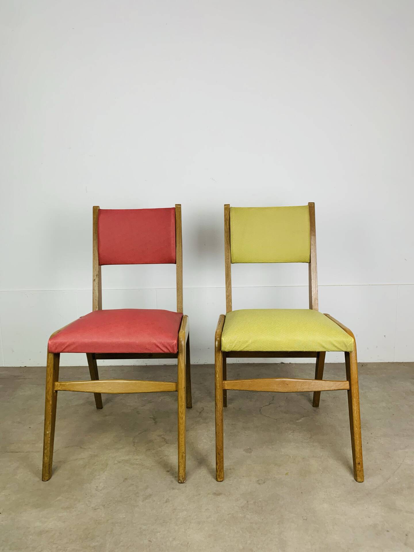 Pair of 50's style reconstruction chairs, wood