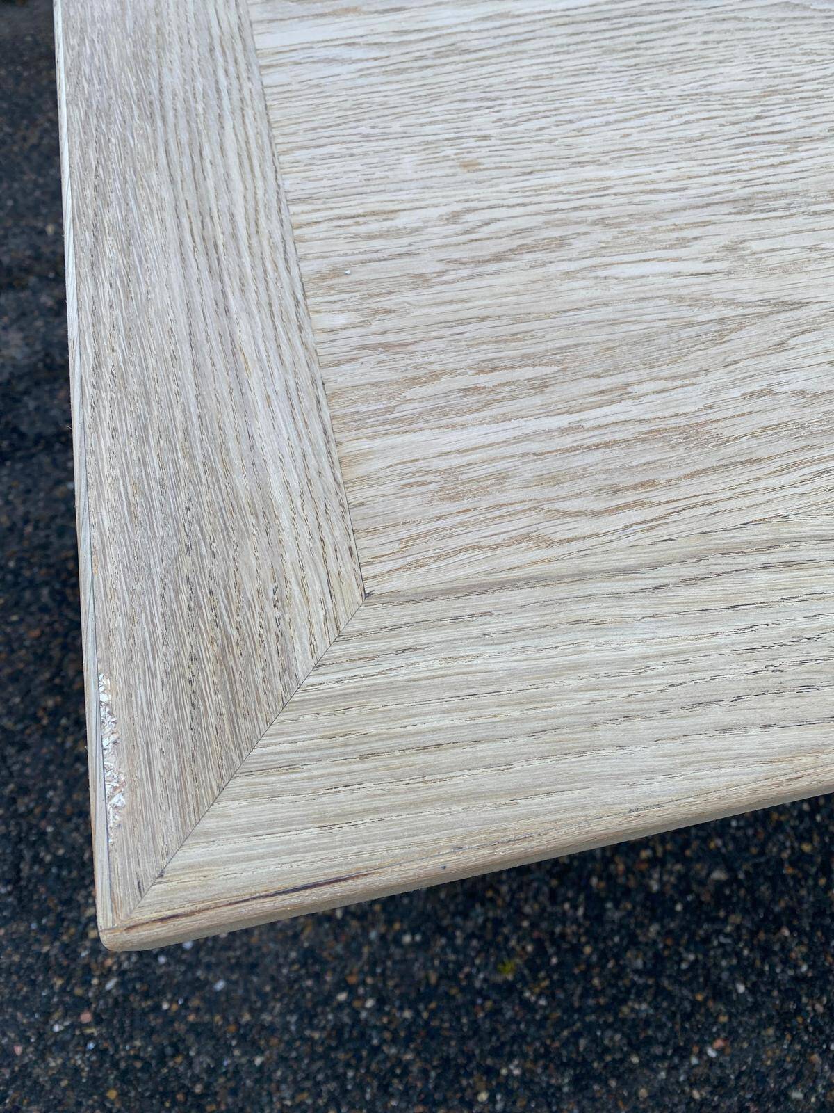 Renovated farmhouse table in solid oak wood and veneer, 135cm.