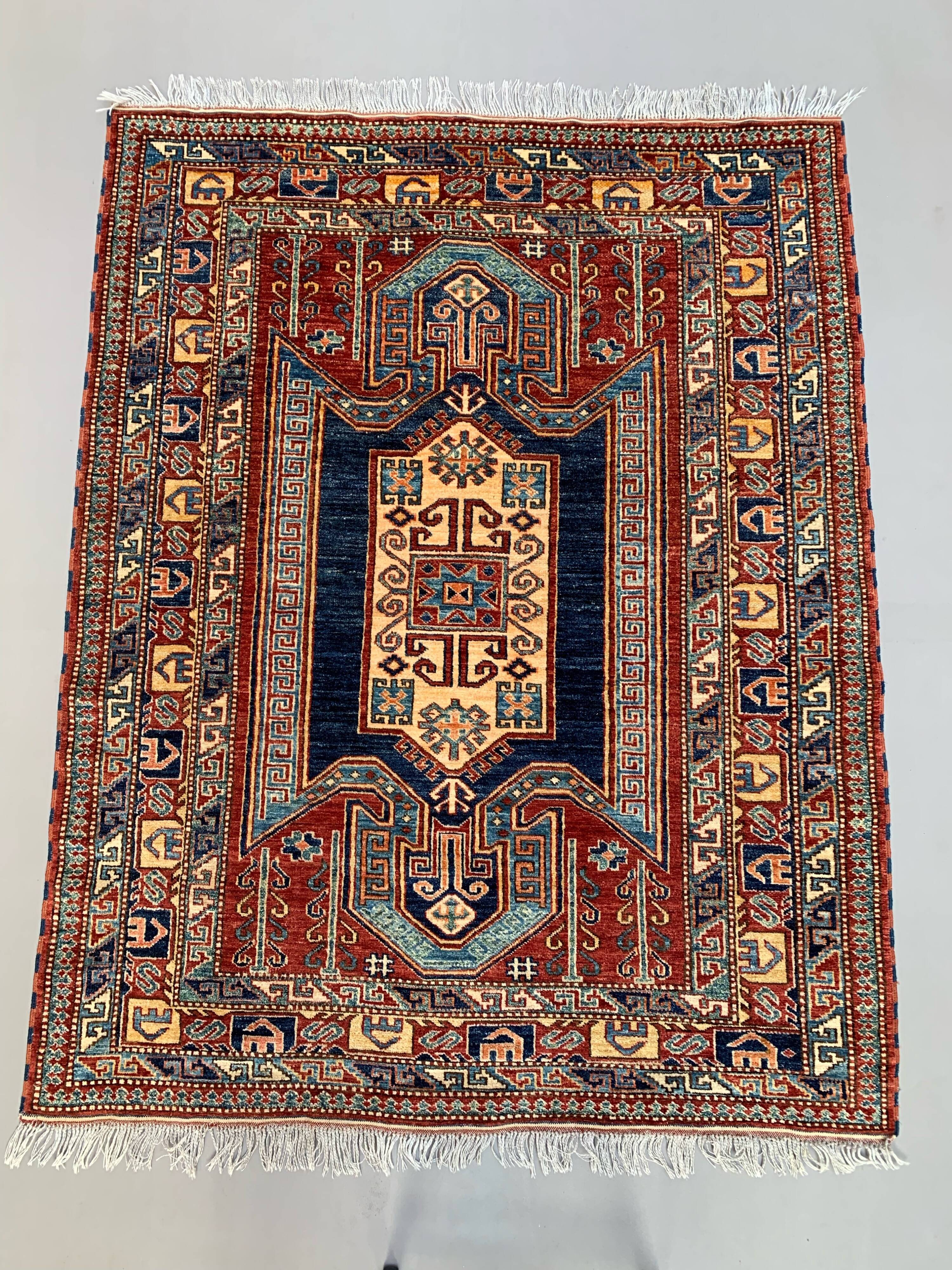 Afghan wool sevan kazak rug 185x143 cm chobi