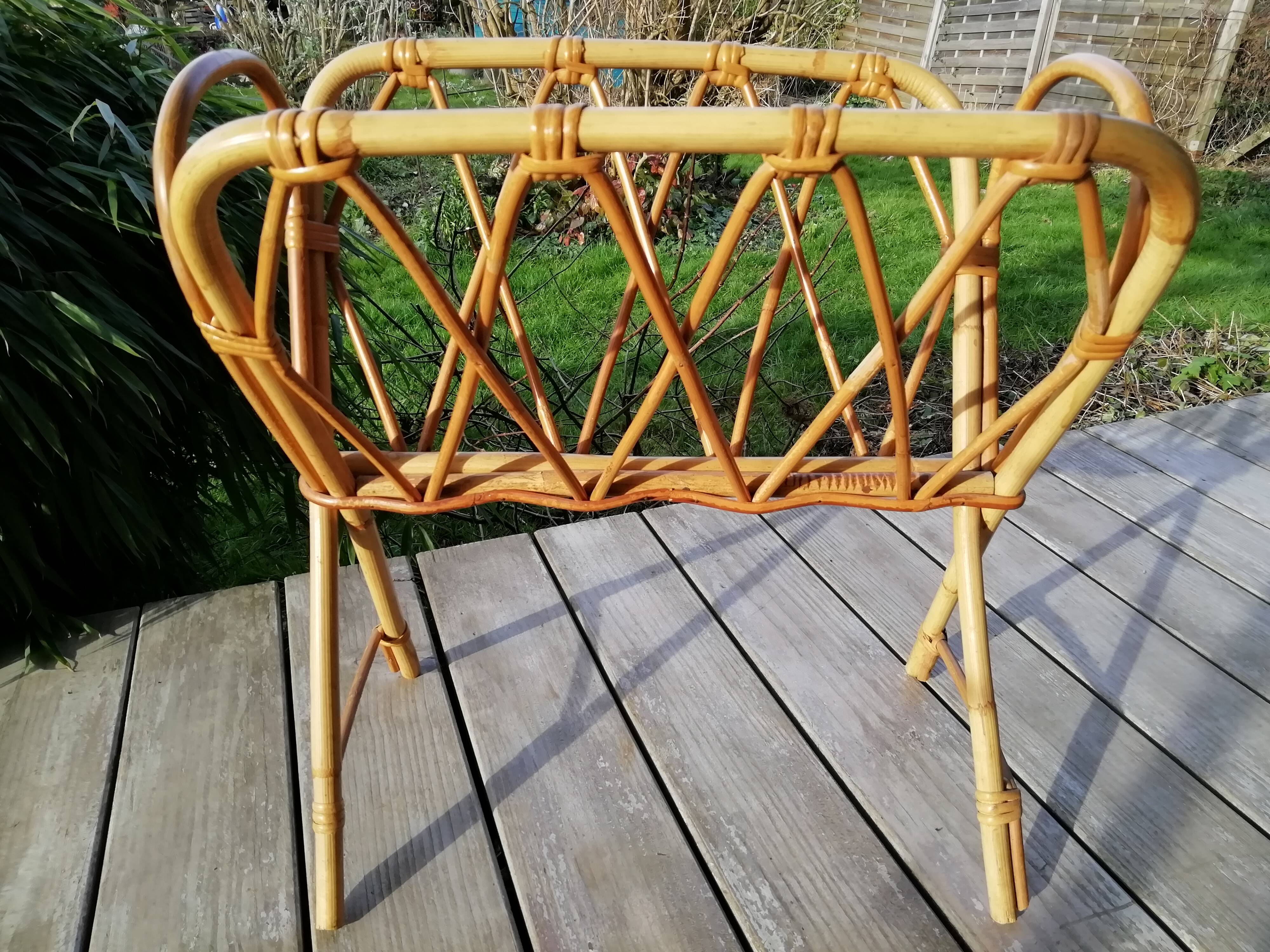 Rattan magazine holder