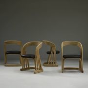 Set of 4 rattan dining chairs, 1980s Italy.