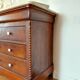 Louis-Philippe XIX walnut commode, twisted columns and marble.