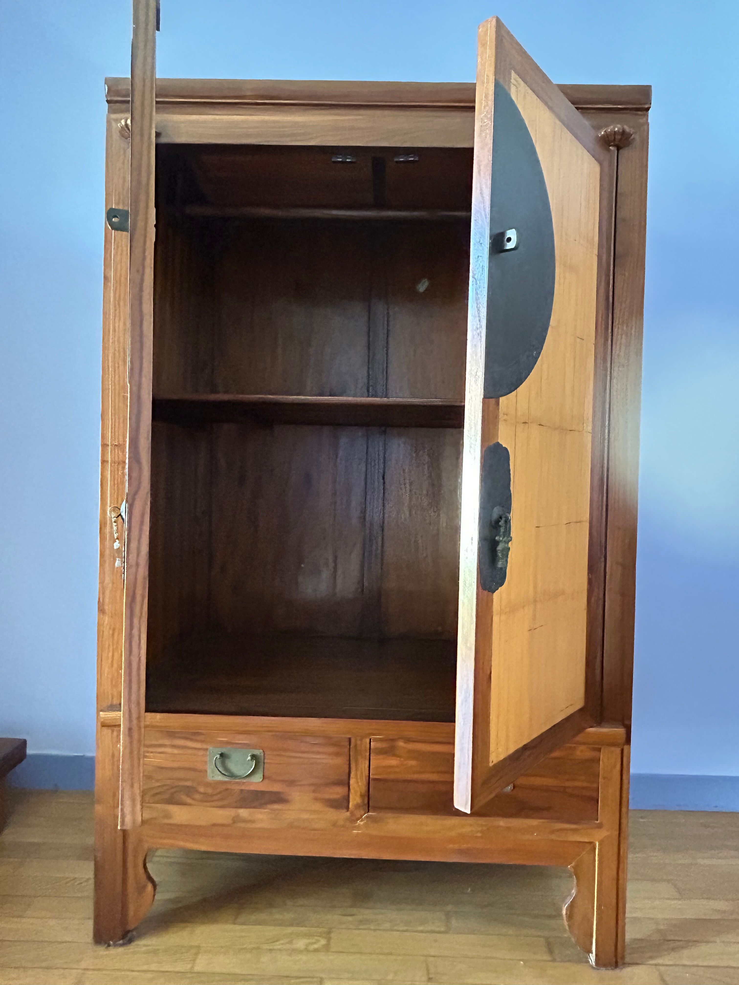 Rosewood, bronze and bamboo wardrobe La Maison Coloniale