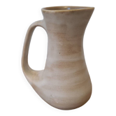 Old Pitcher vase handle ceramic sandstone vintage beige white Niderviller