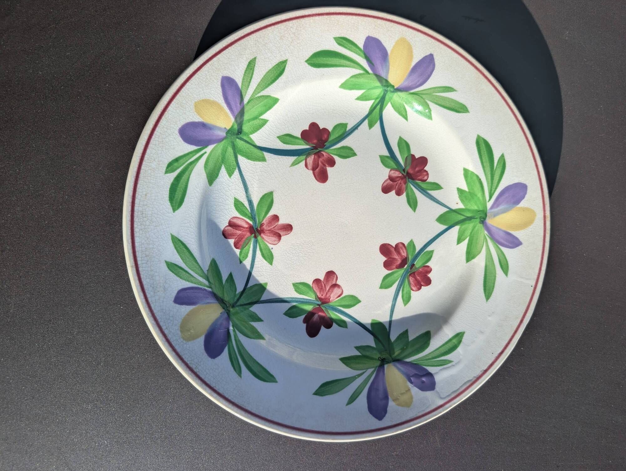 Old plate 1083 SARREGUEMINES FLOWERS CREUSE