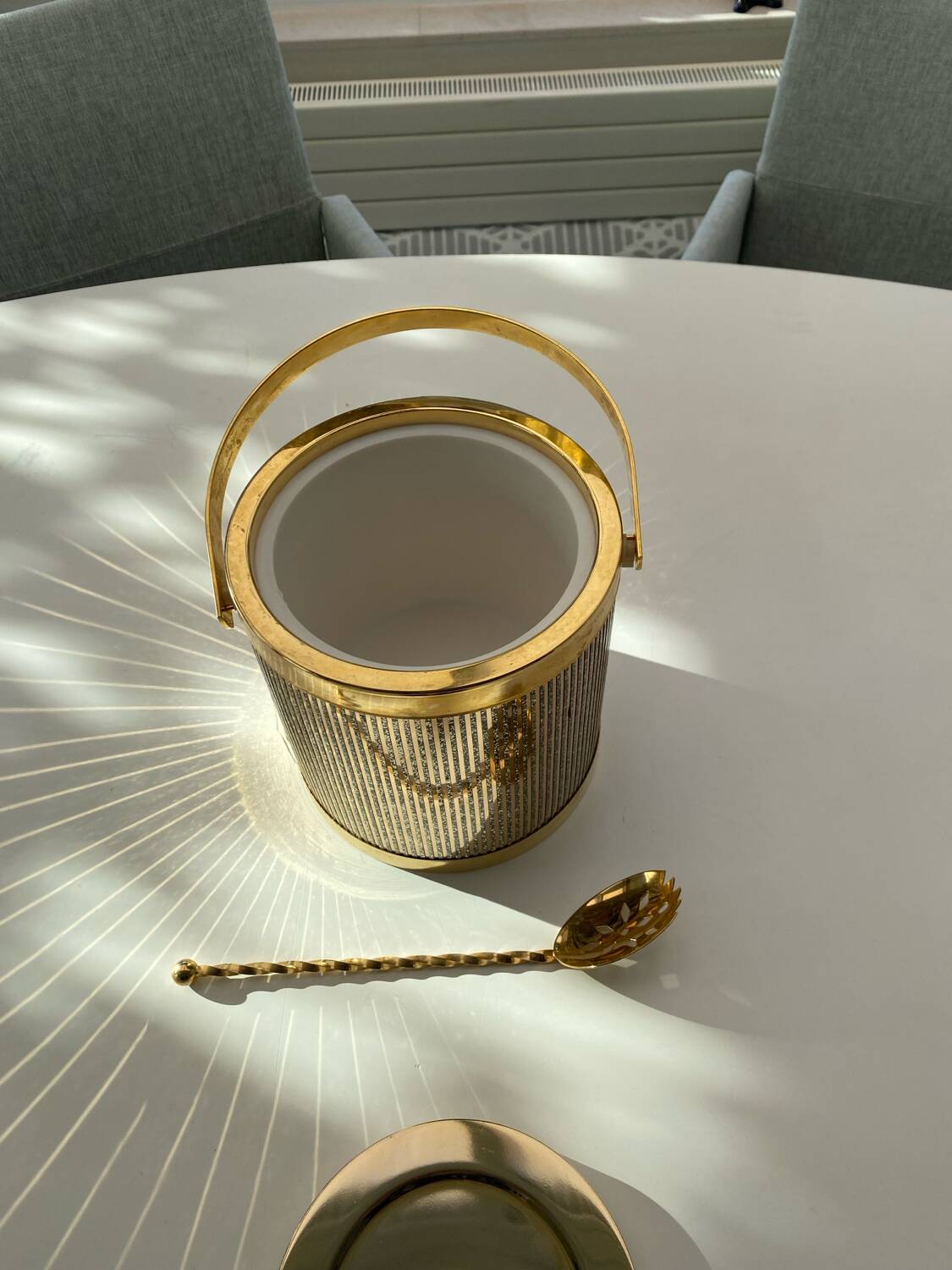 Vintage Hollywood Regency Gold Ice Bucket