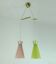 1950s mid century 2-light mid century pendant light glass shades and brass