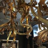 Napoleon III bronze chandelier, Louis XV style, baroque rocaille twist, 189