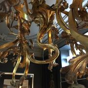 Napoleon III bronze chandelier, Louis XV style, baroque rocaille twist, 189