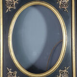 Napoleon III black and gold laqué frame, oval view 46x40 cm
