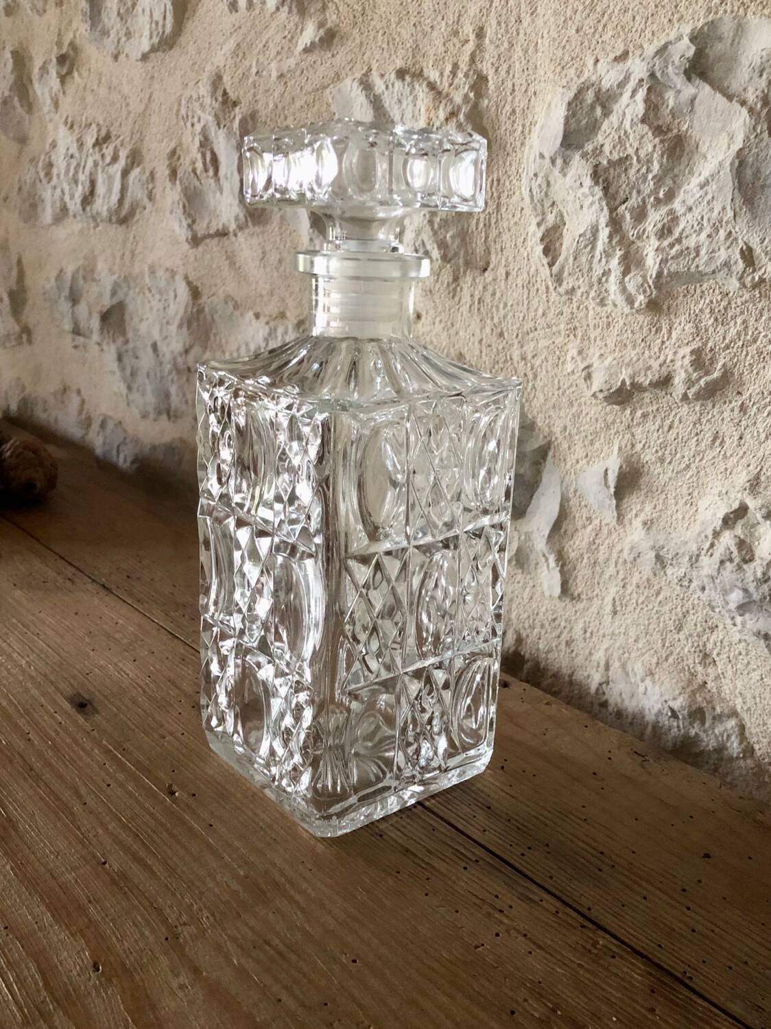 Large ornate glass carafe