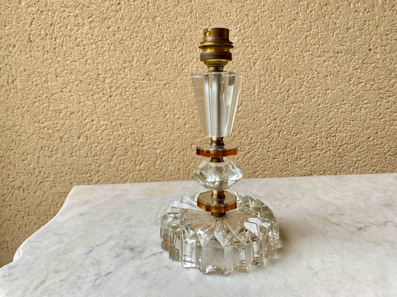 Art deco crystal blade base Val St Lambert Belgium glass & mirror