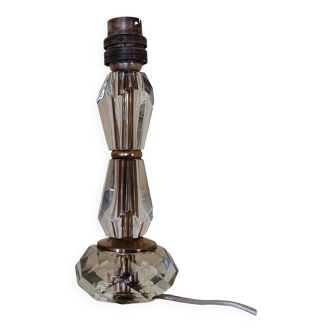 Pied de lampe des  années 40,  pied en verre taillé