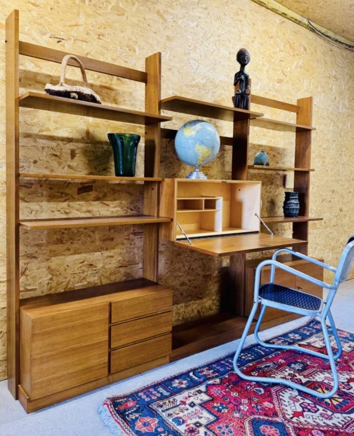 1960s Teak Composable Wall Shelf Library
