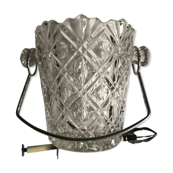 Seau à glace en cristal avec la pince
