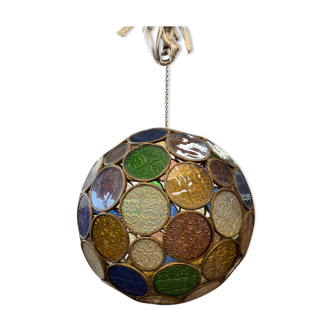 Hanging ball multicolored stained glass