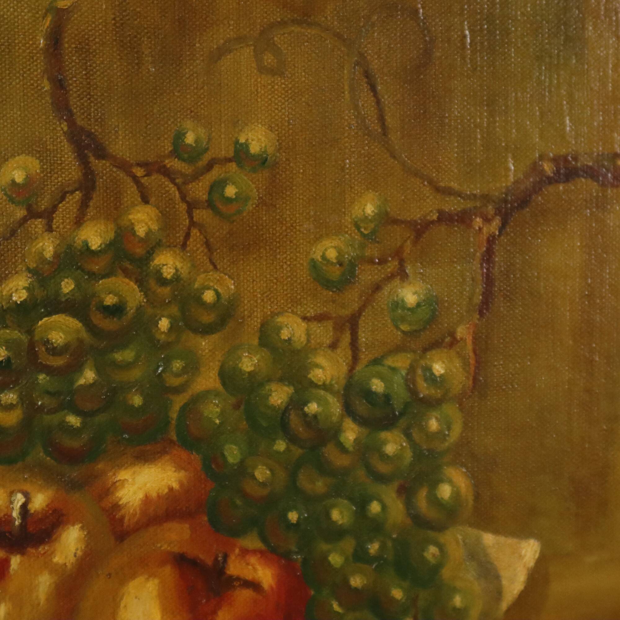 Still Life Fruit with a Jug Oil on Canvas Painting Signed