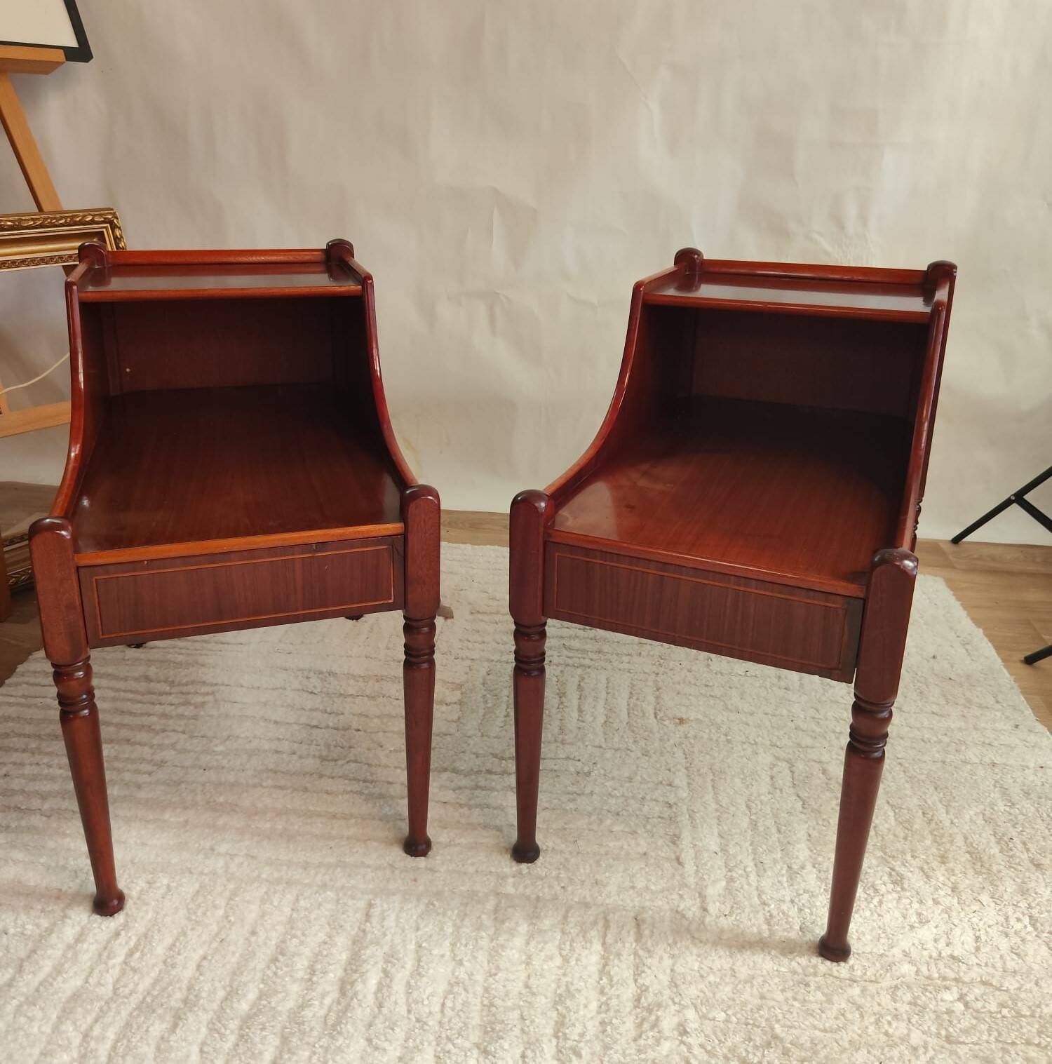 Pair of vintage Danish Scandinavian bedside tables in mahogany – 1950s