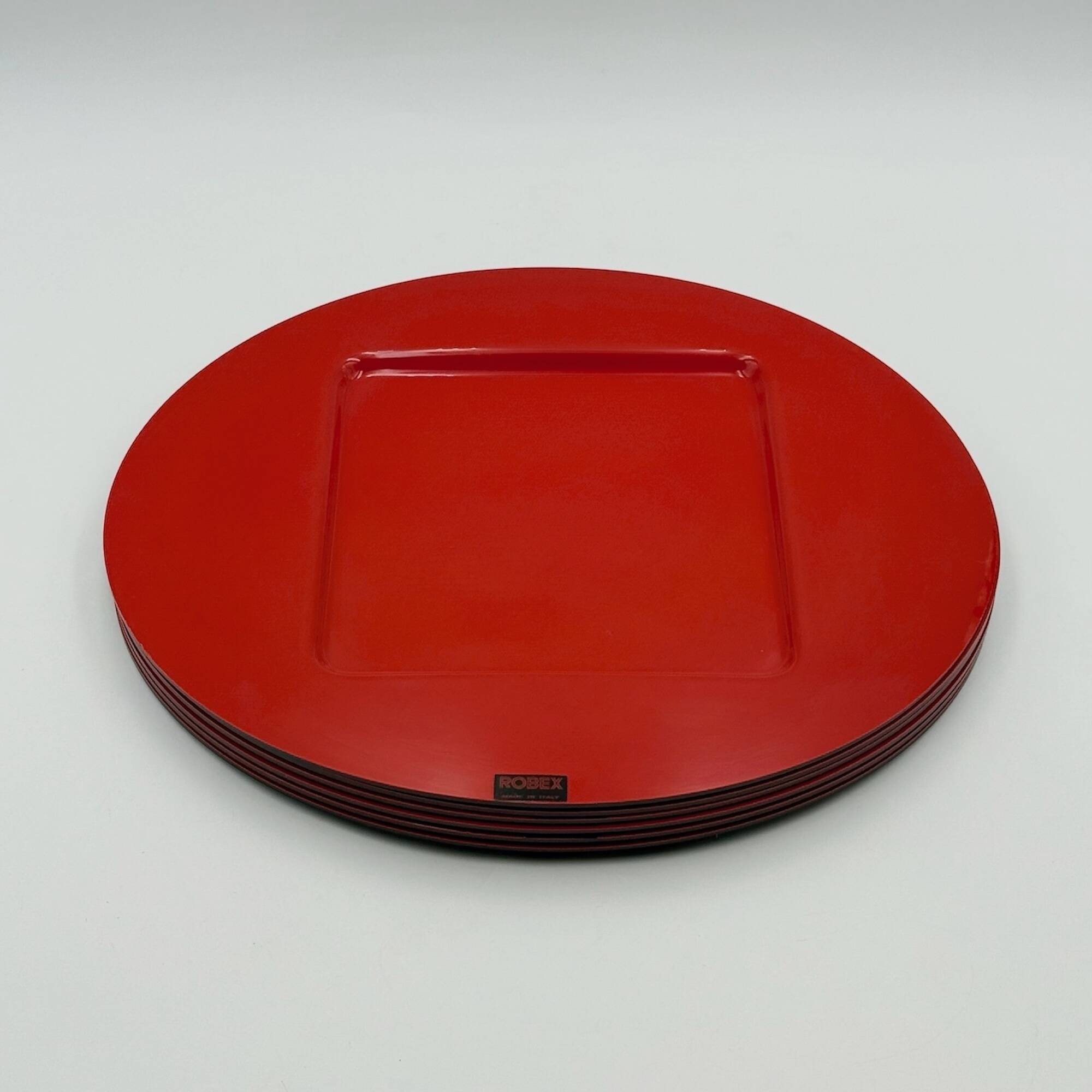 Set de 6 grands sets de table rouges en plastique Robex Italie années 70