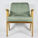 Classic Polish Vintage Armchair, model 366 designed by J. Chierowski, 1960, olive velvet, oak wood
