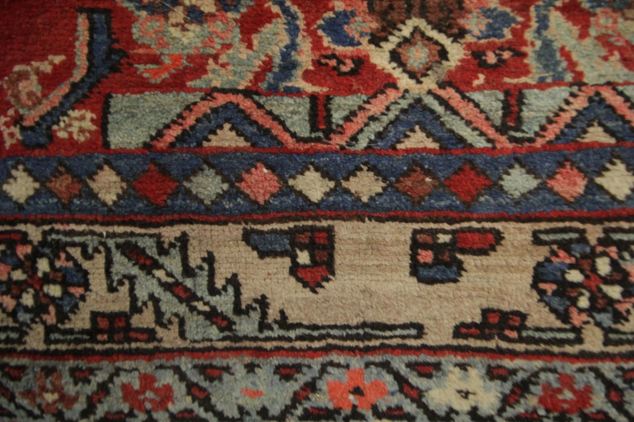 Indian runner rug, long handwoven  mahal carpet  95x447cm
