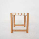 Scandinavian modern wooden stool with white bands, 1970's