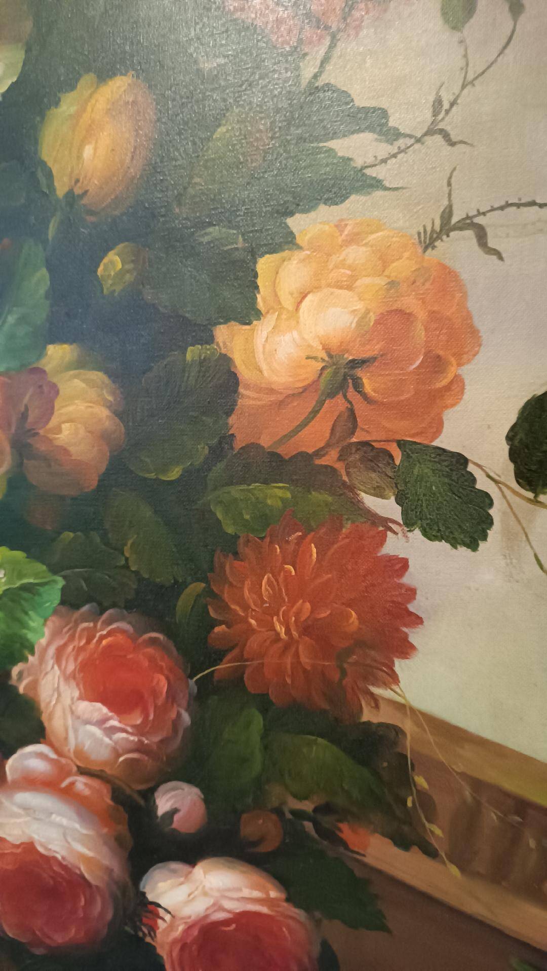 Grand tableau - huile sur toile - vase de fleurs - signé Arcangelo Monzio Compagnoni