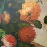 Grand tableau - huile sur toile - vase de fleurs - signé Arcangelo Monzio Compagnoni