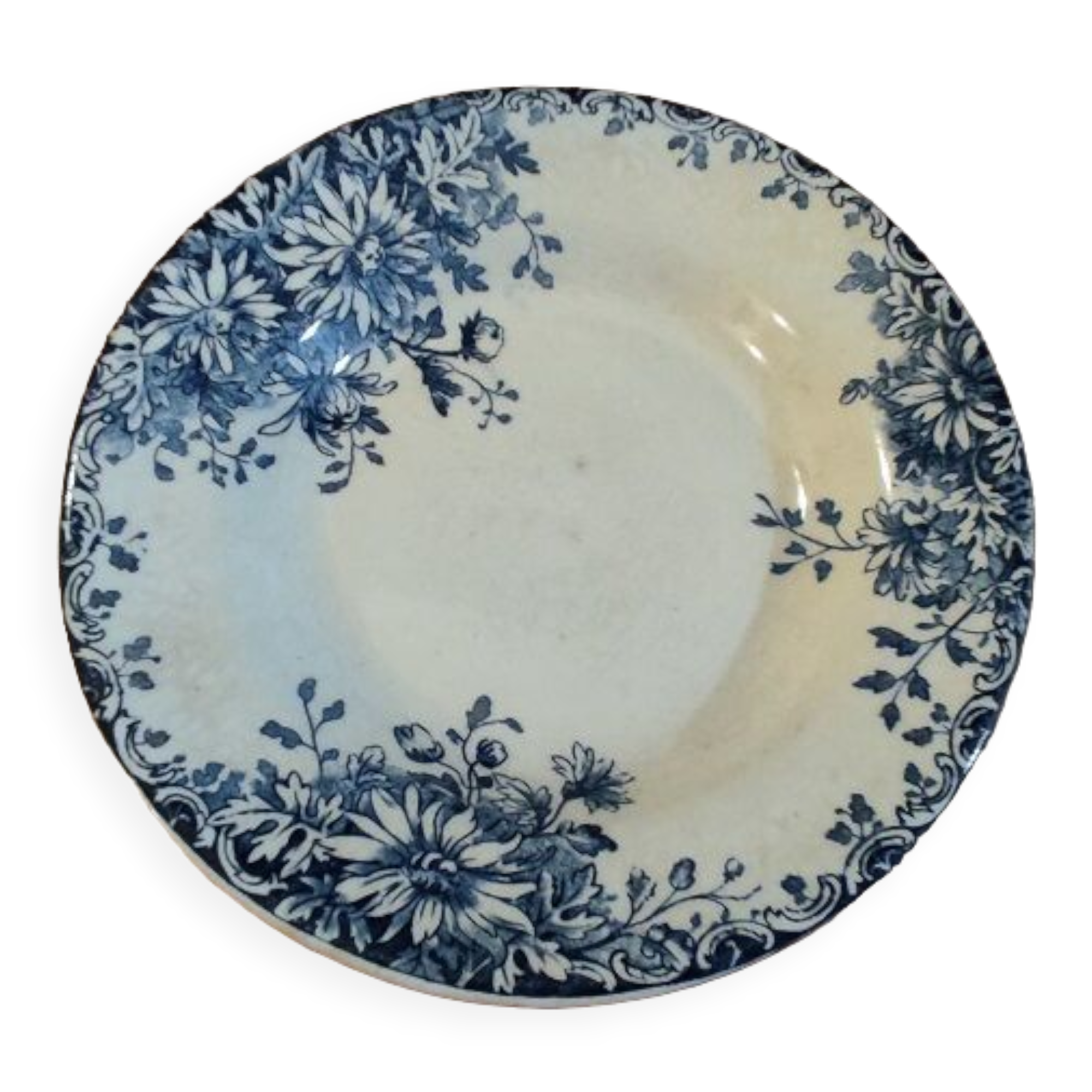 Hollow plate porcelain Gien Autumn flowers