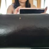 Square leather mirror