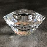 Glass table candle holder or crystal cast faceted diamond shape