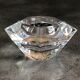 Glass table candle holder or crystal cast faceted diamond shape