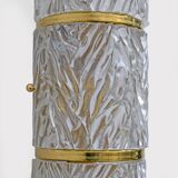 Pair of Modern Italian Brass and Murano Glass Textured Wall Sconces