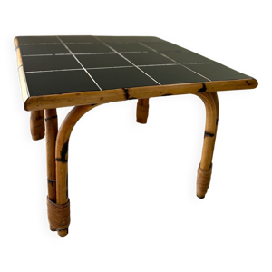 Table basse bambou et - 1960