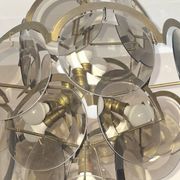 Vistosi chandelier with 28 faceted amber glass discs, Italy 1960s