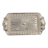 Beurrier Art déco en verre pressé et métal argenté – estampillé (type