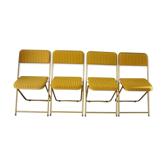 Set of 4 foldable chairs Lafuma, 70s, vintage, ochre and gold