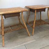 Pair of vintage rattan bedside tables 60 years